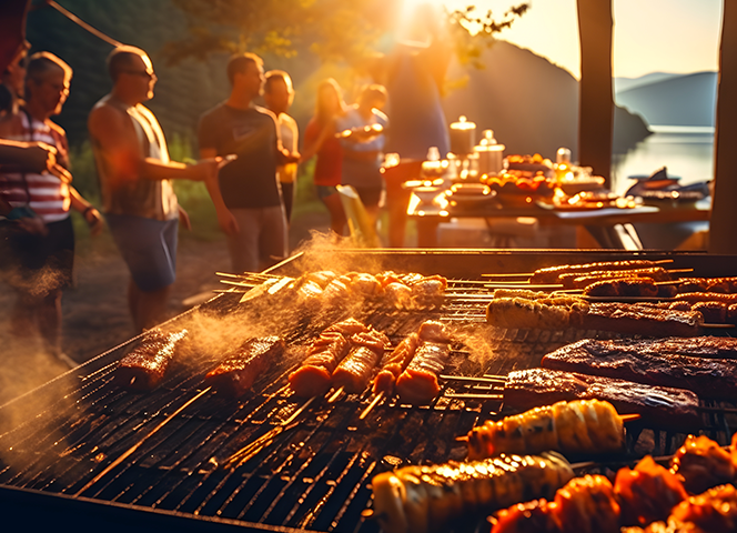Festa con barbecue in campeggio